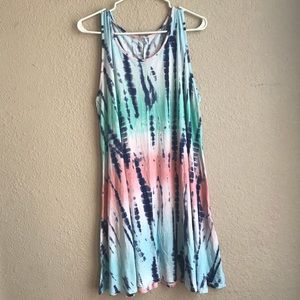 Women’s Plus Swing Blue & Pink Tank Tie Dye Dress